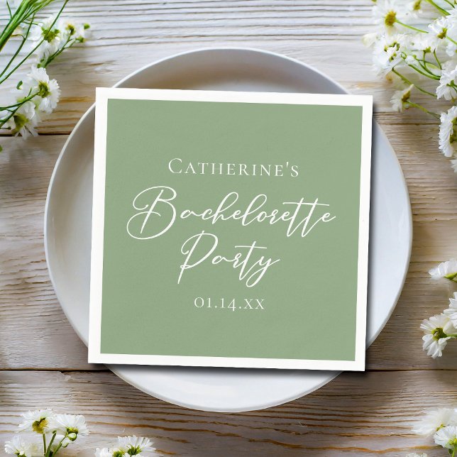 Guardanapo De Papel Chic Sage Green Bachelorette Party Personalized (Criador carregado)