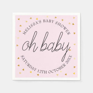 Guardanapo De Papel Chic script coração dourado baby girl chá de bebê