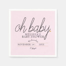 Guardanapo De Papel Chic script coração dourado chá de bebê menina oh 