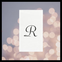 Chic Simples Elegante Monograma Branco e Preto