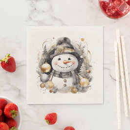 Guardanapo De Papel Chic Snowman: Black and Gold Holiday Charm