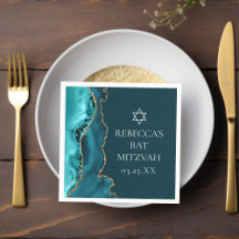 Chic Teal Dourado Agate Bat Mitzvah