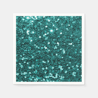 Guardanapo De Papel Chic Teal Faux Glitter