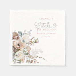 Guardanapo De Papel Chic Teal Pétalas e Prosecco Floral Chá de Noiva