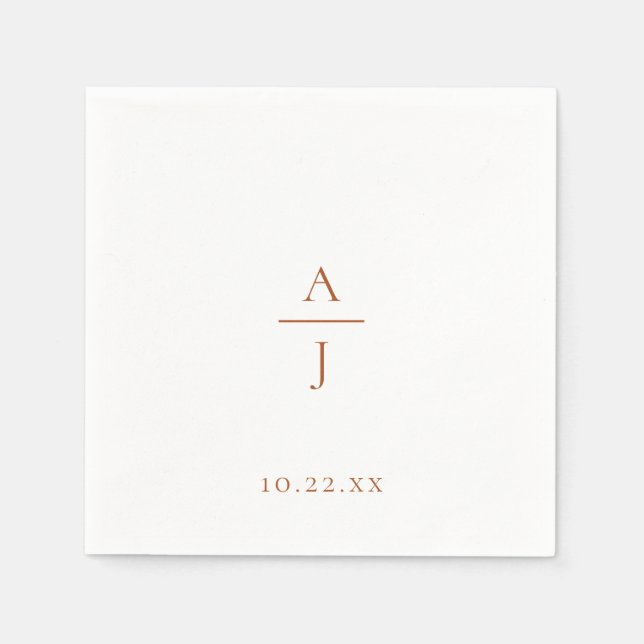 Guardanapo De Papel Chic Terra Cotta Monograma Casamento Napkins (Frente)