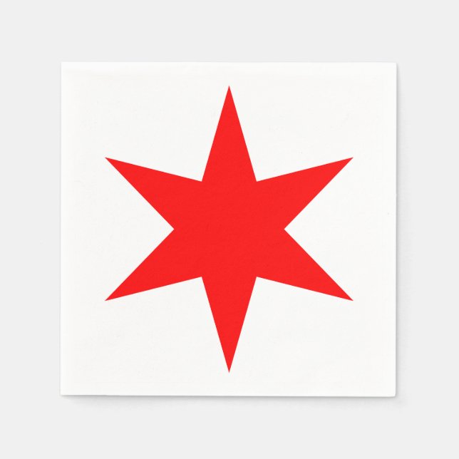 Guardanapo De Papel Chicago Flag Red 6 Pointed Star (Frente)