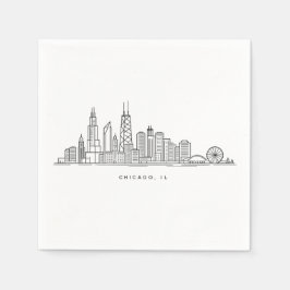 Guardanapo De Papel Chicago IL Cityscape Illustration