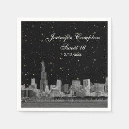 Guardanapo De Papel Chicago Skyline Enchida Starry DIY BG Sweet 16
