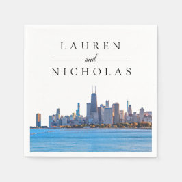Guardanapo De Papel Chicago Skyline Personalizou Casamento Napkins