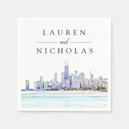 Guardanapo De Papel Chicago Skyline Personalizou Casamento Napkins