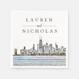 Guardanapo De Papel Chicago Skyline Personalizou Casamento Napkins