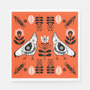 Guardanapo De Papel Chicken Hen Folk Art