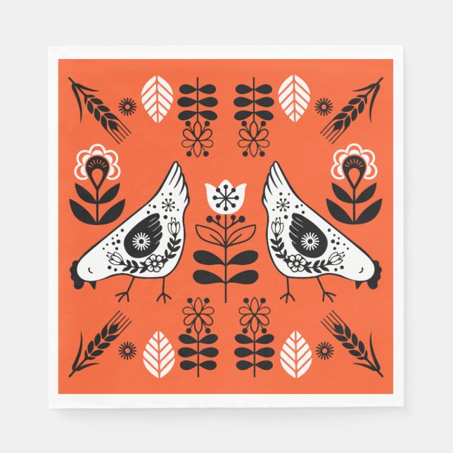 Guardanapo De Papel Chicken Hen Folk Art (Frente)
