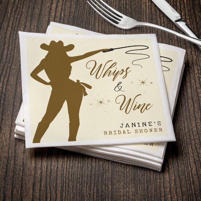 Guardanapo De Papel Chicote & Vinho Chá de Noiva Cowgirl (Whips & Wine Cowgirl Bridal Shower Napkins
)