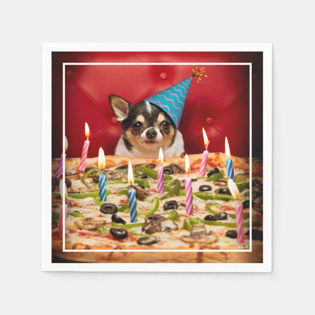 Guardanapo De Papel Chihuahua Birthday Pizza Pie (Frente)