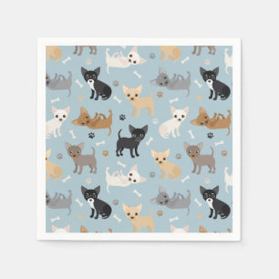 Guardanapo De Papel Chihuahua Bones e patas Blue Napkins