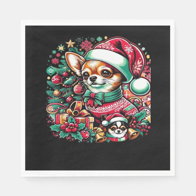 Guardanapo De Papel Chihuahua Christmas Cheer! Classic T-Shirt (Frente)