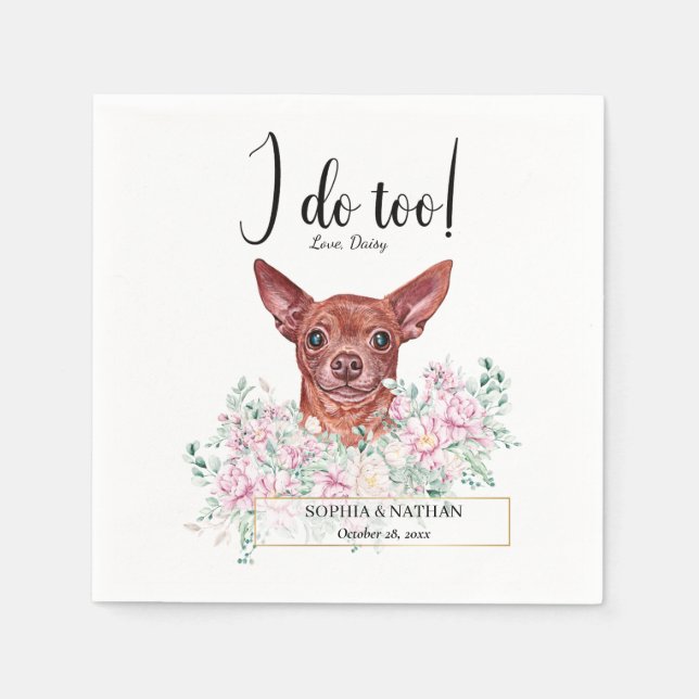 Guardanapo De Papel Chihuahua Dog Casamento Cocktail Napkins (Frente)