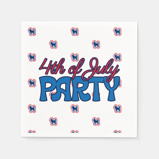 Guardanapo De Papel Chihuahua Patriótico Vermelho Branco E Azul 4 De J (Frente)