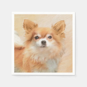 Guardanapo De Papel Chihuahua Pintura De Cachorro De Cabelo Longo