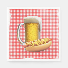 Guardanapo De Papel Chili Hot Dog e Cerveja em Gingham