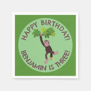 Guardanapo De Papel Chimpanzé bonito no aniversário personalizado da s