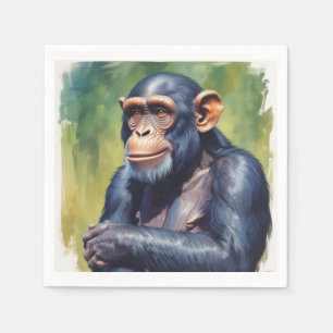 Guardanapo De Papel Chimpanzé Engraçado e Louco