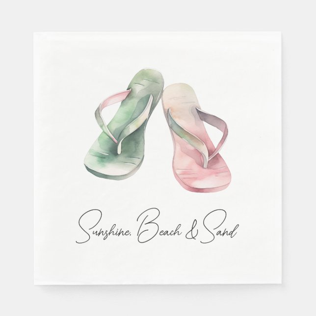 Guardanapo De Papel Chinelos Sunshine Beach Rosa (Frente)