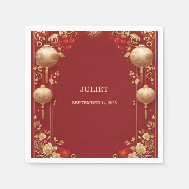 Guardanapo De Papel Chinês Asiático Bilíngue Hei Negrito Chuveiro de N (Frente)