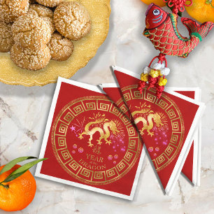 Guardanapo De Papel Chinês Zodiac Dragon Red/Dourado ID542