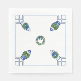 Guardanapo De Papel Chinoiserie Azul e Branco Natal