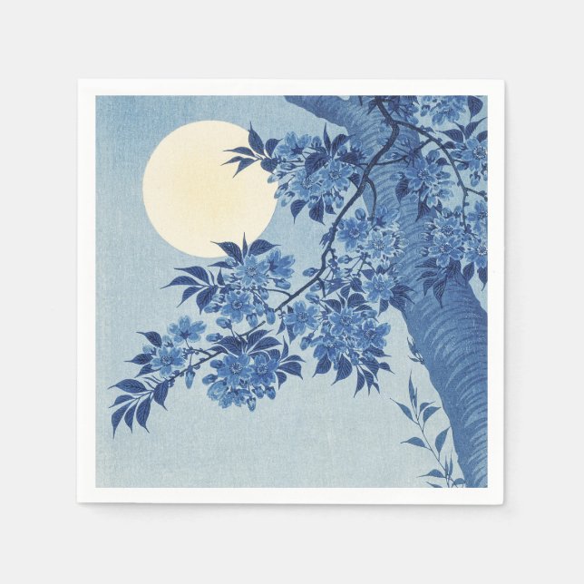 Guardanapo De Papel Chinoiserie Azul-Marinho Flor de Cerejeira & Lua C (Frente)