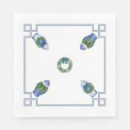 Guardanapo De Papel Chinoiserie Blue e White Christmas