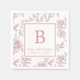 Guardanapo De Papel Chinoiserie Floral Rosa Casamento Inicial Napkins