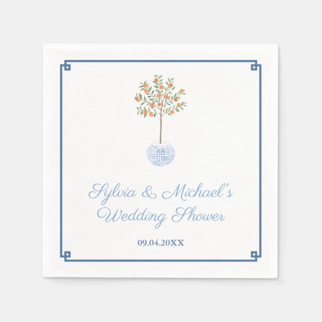 Guardanapo De Papel Chinoiserie Quic Citrus Orange Tree Chá de panela (Frente)