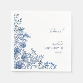 Guardanapo De Papel Chinoiserie Toile Blue Floral Baby Shower