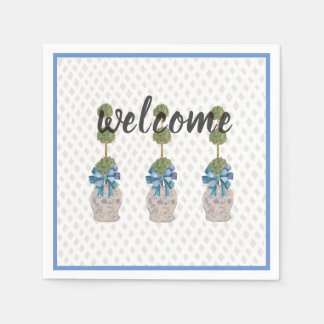 Guardanapo De Papel Chinoiserie Topiary Blue White Ginger Jar Doormat