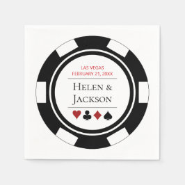 Guardanapo De Papel Chip do Poker Negro e Branco do Casamento de Las V