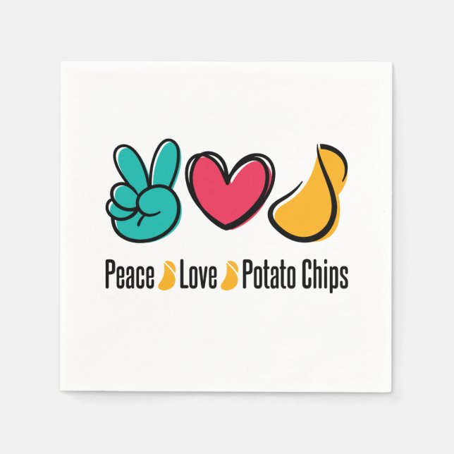 Guardanapo De Papel Chips de Batata de Paz e Amor (Frente)