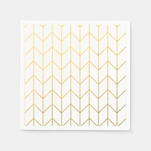 Guardanapo De Papel Chique moderno do fundo branco Dourado de Chevron