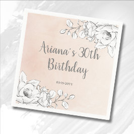 Guardanapo De Papel Chique Rosa Elegante Floral Branco