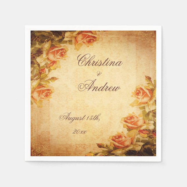 Guardanapo De Papel Chique Vintage Damask Peach Serviços (Frente)