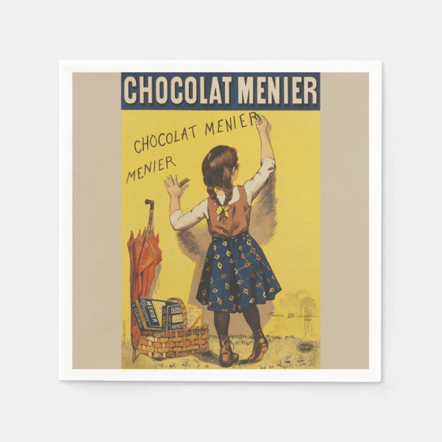 Guardanapo De Papel Chocolat Menier Little Girl Escrevendo (Frente)