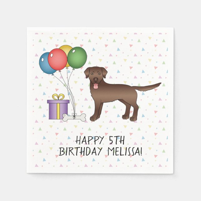 Guardanapo De Papel Chocolate Brown Labrador Retriever Dog - Aniversár (Frente)