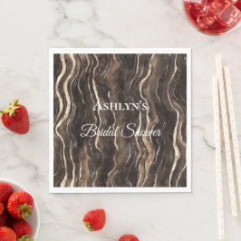 Guardanapo De Papel Chocolate Dourado Floral Chá de Noiva com Redemoin