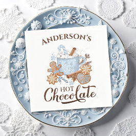 Guardanapo De Papel Chocolate Quente Azul Nome de Natal Napkins