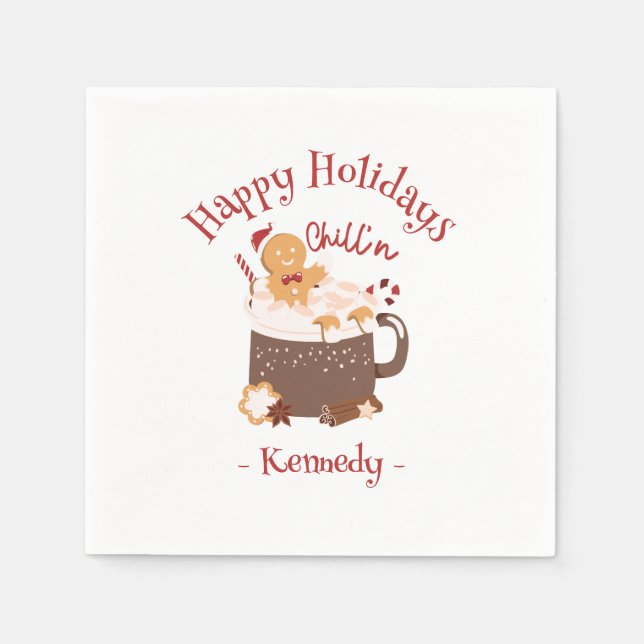 Guardanapo De Papel Chocolate Quente e Pão Gingerido de Natal (Frente)