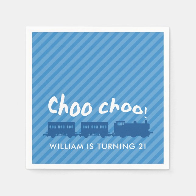 Guardanapo De Papel Choo choo treina festa de aniversário infantil (Frente)