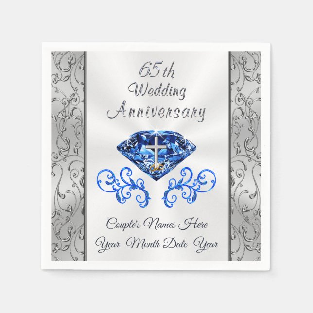 Guardanapo De Papel Christian 65th Wedding Anniversário Cocktail Napki (Frente)