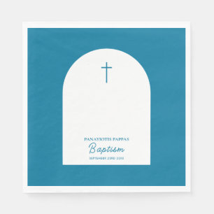 Guardanapo De Papel Christian Baptism Christening Boy Blue Arch